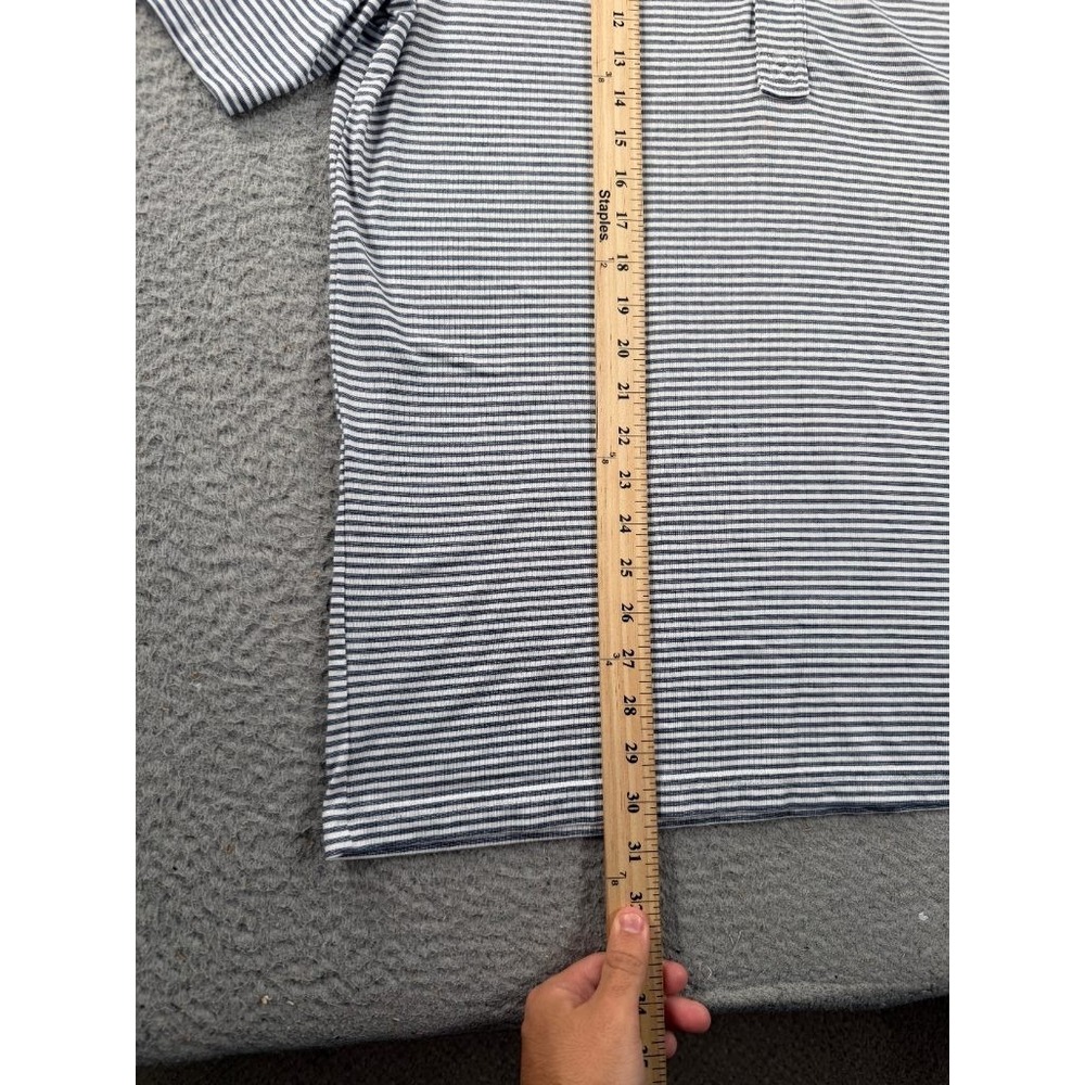 Criquet Polo Shirt Men Large White Striped Short Sleeve Performance Golf Stretch - Picture 5 of 9